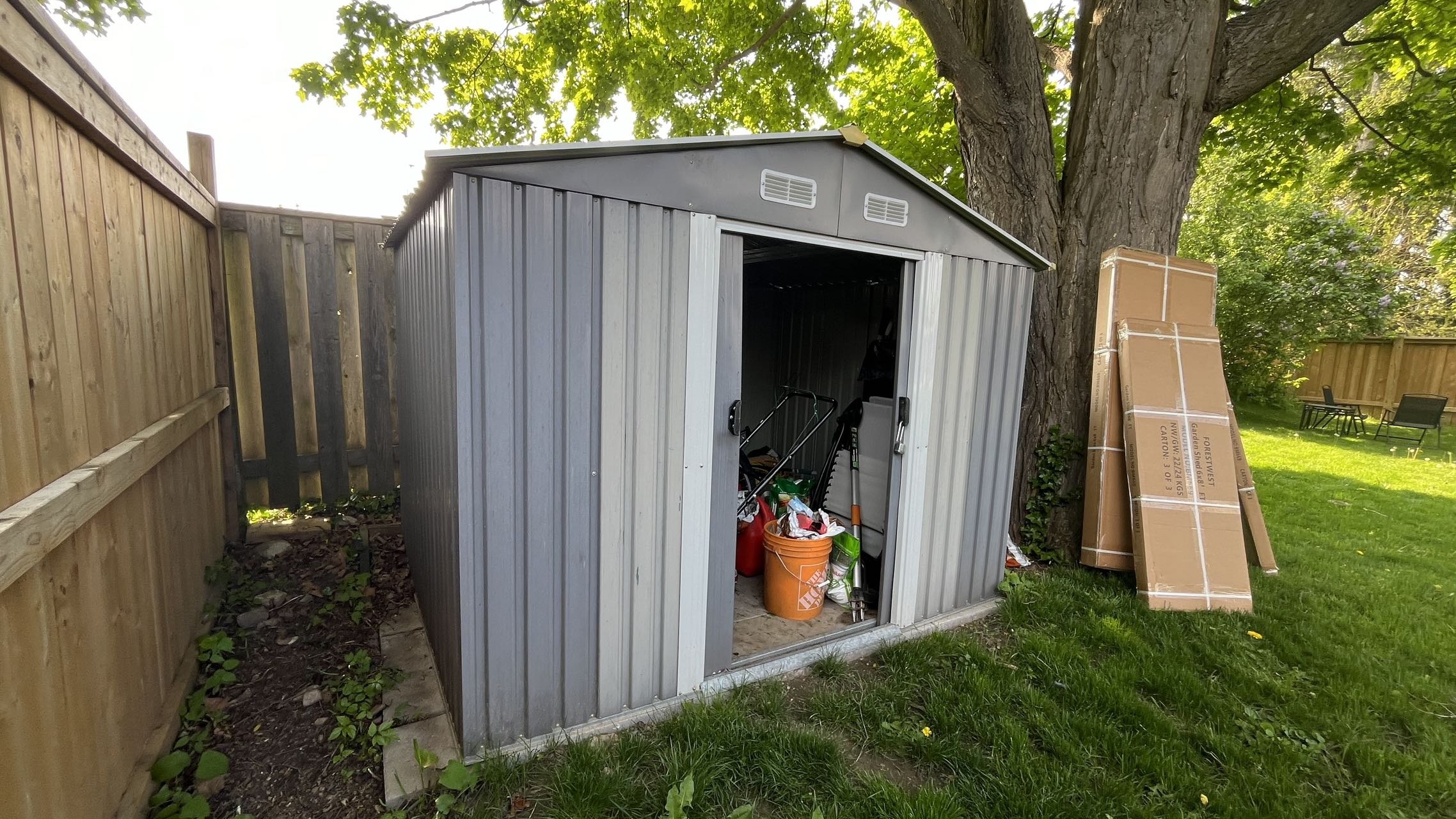 FORESTWEST 669, 8‘ x 6’ Galvanized Steel Outdoor Garden Storage Tool Shed